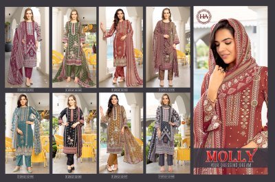 Alok Suit Harshit Fashion Hub Molly Premium Cambric Pakistani Dress Top Swarovski Diamond Work  Cotton Bottom And Nazneen Dupatta Wholesale dress material catalogs