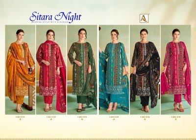 Alok Suit Sitara Night Pure Zam Cotton Foil Print Suit with Mal Mal Dupatta dress material catalogs