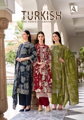 Alok Suit Turkish Premium Unstitched Dress Viscose Rayon with Fancy Embroidery And Silk Print Dupatta Wholesale Alok Suit