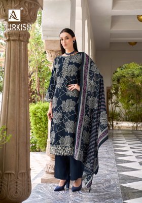 Alok Suit Turkish Premium Unstitched Dress Viscose Rayon with Fancy Embroidery And Silk Print Dupatta Wholesale dress material catalogs