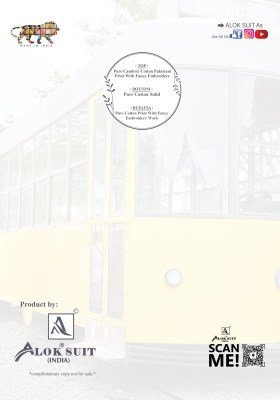 Alok Suits Bin Saeed-8 Pure Cambric Cotton Embroidered Suit Unstitched with Cotton Bottom And  Dupatta Wholesale  dress material catalogs