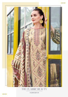 Alok Suits Bin Saeed-8 Pure Cambric Cotton Embroidered Suit Unstitched with Cotton Bottom And  Dupatta Wholesale  dress material catalogs