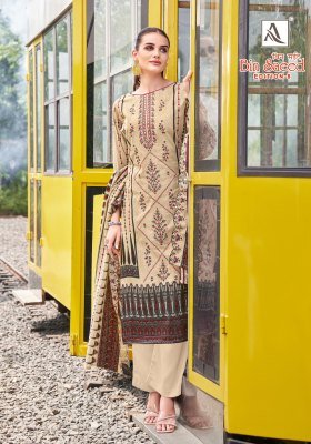 Alok Suits Bin Saeed-8 Pure Cambric Cotton Embroidered Suit Unstitched with Cotton Bottom And  Dupatta Wholesale  dress material catalogs