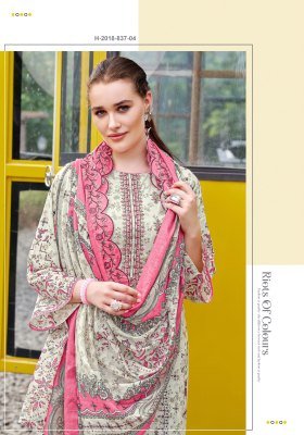 Alok Suits Bin Saeed-8 Pure Cambric Cotton Embroidered Suit Unstitched with Cotton Bottom And  Dupatta Wholesale  dress material catalogs