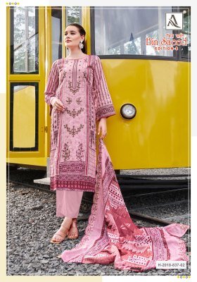 Alok Suits Bin Saeed-8 Pure Cambric Cotton Embroidered Suit Unstitched with Cotton Bottom And  Dupatta Wholesale  dress material catalogs