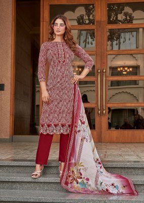 Alok Super Girl 2 Unstiched Top Pure Bottom  Zam Cotton Designer Print Dupatta Fancy Lace Work Wholesale  kurtis catalogs