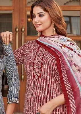 Alok Super Girl 2 Unstiched Top Pure Bottom  Zam Cotton Designer Print Dupatta Fancy Lace Work Wholesale  kurtis catalogs