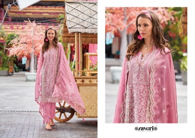 Alvina by zaveri soft blooming organza emboidery work kurti pant dupatta catalogue at low rate readymade suit catalogs