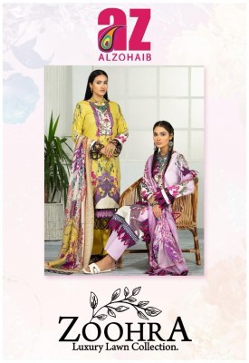 Alzohaib by Zoohra heavy luxury lawn cotton printed karachi suit catalogue at wholesale price Keval fab