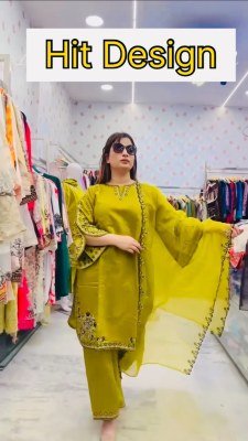 Amavi Ac-7049 Premium Roman Silk Top Pant Dupatta with Heavy Embroidery Wholesale Ethnic Wear kurtis catalogs