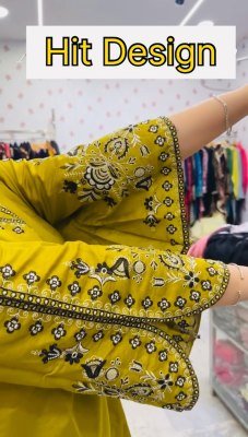 Amavi Ac-7049 Premium Roman Silk Top Pant Dupatta with Heavy Embroidery Wholesale Ethnic Wear kurtis catalogs