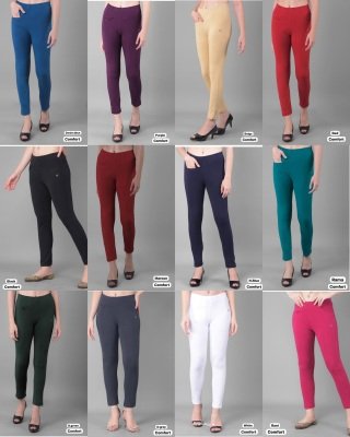 Amavi Comfort Lady Pant Cotton Stretch  Medium Rise  Ultra Comfortable Elastic Waistband with Front Mobile Pocket Wholesale bottom wear catalogs