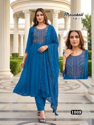 Amavi Masakali Vol 1 Mal Chanderi Silk Embroidered Kurti Set with Dupatta (M–3XL) readymade suit catalogs