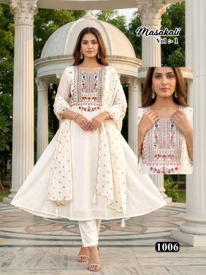 Amavi Masakali Vol 1 Mal Chanderi Silk Embroidered Kurti Set with Dupatta (M–3XL) readymade suit catalogs