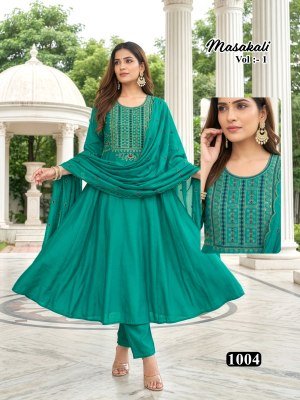 Amavi Masakali Vol 1 Mal Chanderi Silk Embroidered Kurti Set with Dupatta (M–3XL) readymade suit catalogs