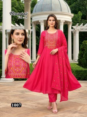 Amavi Masakali Vol 1 Mal Chanderi Silk Embroidered Kurti Set with Dupatta (M–3XL) readymade suit catalogs