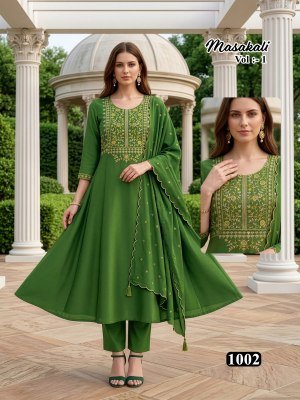 Amavi Masakali Vol 1 Mal Chanderi Silk Embroidered Kurti Set with Dupatta (M–3XL) readymade suit catalogs