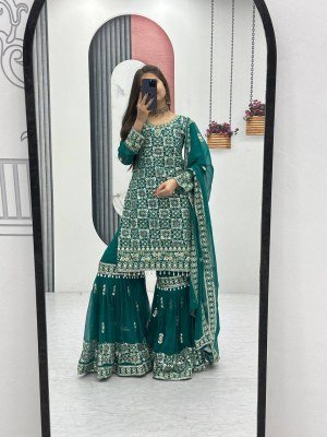 Amavi Pf 040 Party Wear Fox Georgette Top Sarara Dupatta Set Heavy Embroidery for Wholesale readymade suit catalogs