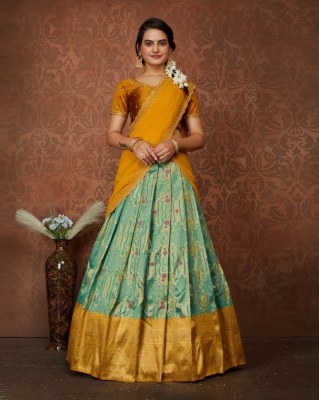 Amavi Presenting Partywear Heavy Kanjivaram Semi Stiched Lehenga Choli Amavi