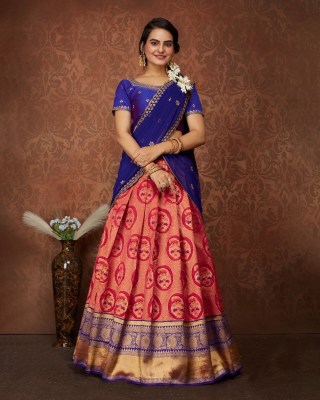 Amavi Presenting Partywear Heavy Kanjivaram Semi Stiched Lehenga Choli Amavi