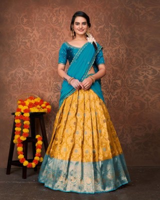 Amavi Presenting Partywear Heavy Kanjivaram Semi Stiched Lehenga Choli Amavi