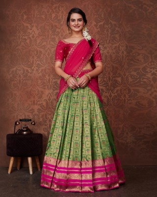 Amavi Presenting Partywear Heavy Kanjivaram Semi Stiched Lehenga Choli Amavi