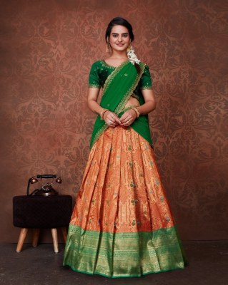 Amavi Presenting Partywear Heavy Kanjivaram Semi Stiched Lehenga Choli Amavi