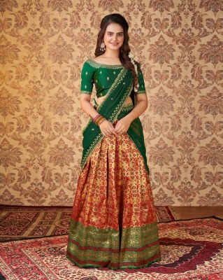 Amavi Presenting Partywear Heavy Kanjivaram Semi Stiched Lehenga Choli Amavi