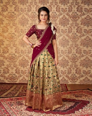 Amavi Presenting Partywear Heavy Kanjivaram Semi Stiched Lehenga Choli Amavi