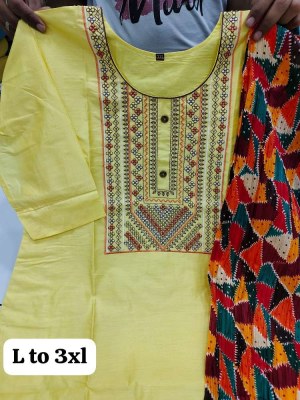 Amavi Presents Chanderi Cotton Handwork Kurti With Dupatta Set size set Kurti buy wholesaler in Surat  