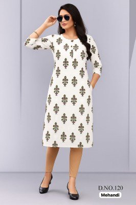 Amavi White Straight Printed Rayon Kurti with One Side Pocket for Women Wholesale kurtis catalogs