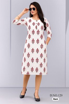 Amavi White Straight Printed Rayon Kurti with One Side Pocket for Women Wholesale kurtis catalogs