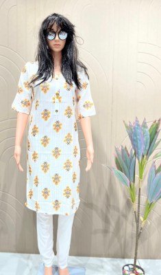 Amavi White Straight Printed Rayon Kurti with One Side Pocket for Women Wholesale kurtis catalogs