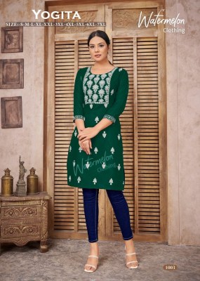 Amavi by yogita cotton fabric with embroidery fancy top at wholsale rate kurtis catalogs