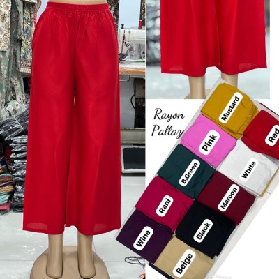 Amavi lunch Trendy Full Flair Solid plazzo in 11 Colors with one side pocket at low range bottom wear catalogs