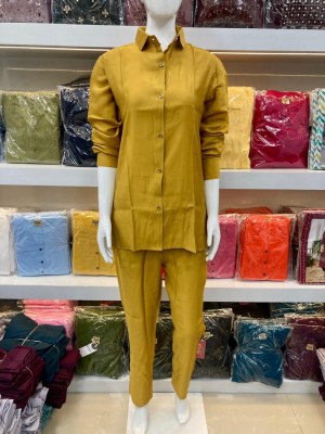 Amavi present plain roman silk co ord set catalogue at wholesale price Size wise Combo Set