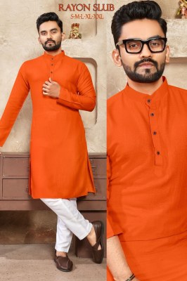 Amavi present reyon slub fabric single mens kurta catalogue at affordable rate Mens