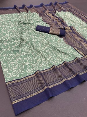 Amavi present soft cotton silk kalamkari foil print saree with blouse catalogue sarees catalogs