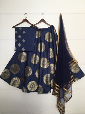 Amavi presented fancy gold foil print Beautiful jacquard lehenga choli for women catalog at wholesale price Amavi