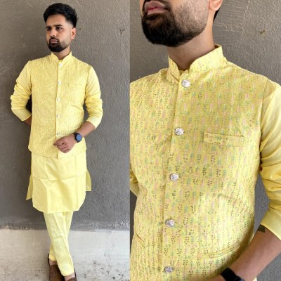 Amavi presenting ready to wear kurta pant and koti at wholesale price set  mens kurta