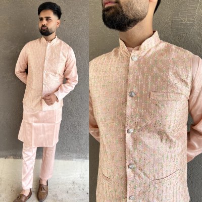 Amavi presenting ready to wear kurta pant and koti at wholesale price set  mens kurta