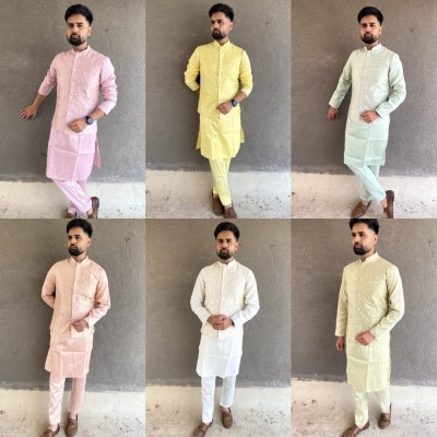 Amavi presenting ready to wear kurta pant and koti at wholesale price set  mens kurta