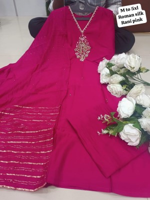 Amavi presenting roman silk handwork combo set kurti pant and dupatta catlogue at wholesale price Amavi