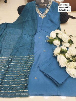 Amavi presenting roman silk handwork combo set kurti pant and dupatta catlogue at wholesale price Amavi