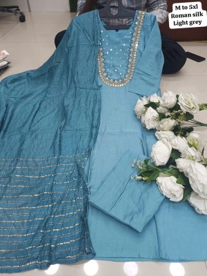 Amavi presenting roman silk handwork combo set kurti pant and dupatta catlogue at wholesale price Amavi