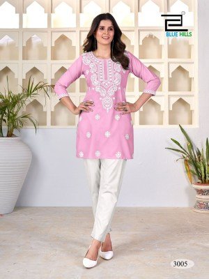 Amelia vol 3 by Blue hills reyon Lucknowi work western top catalogue at affordable rate western wear catalogs