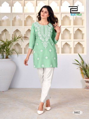 Amelia vol 3 by Blue hills reyon Lucknowi work western top catalogue at affordable rate western wear catalogs