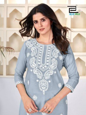 Amelia vol 3 by Blue hills reyon Lucknowi work western top catalogue at affordable rate western wear catalogs