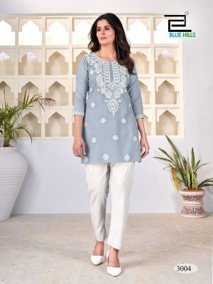 Amelia vol 3 by Blue hills reyon Lucknowi work western top catalogue at affordable rate western wear catalogs