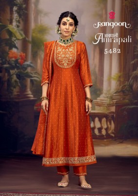 Amrapali by Rangoon silk embroidered Anarkali suit catalogue at affordable rate fancy Anarkali suit catalogs